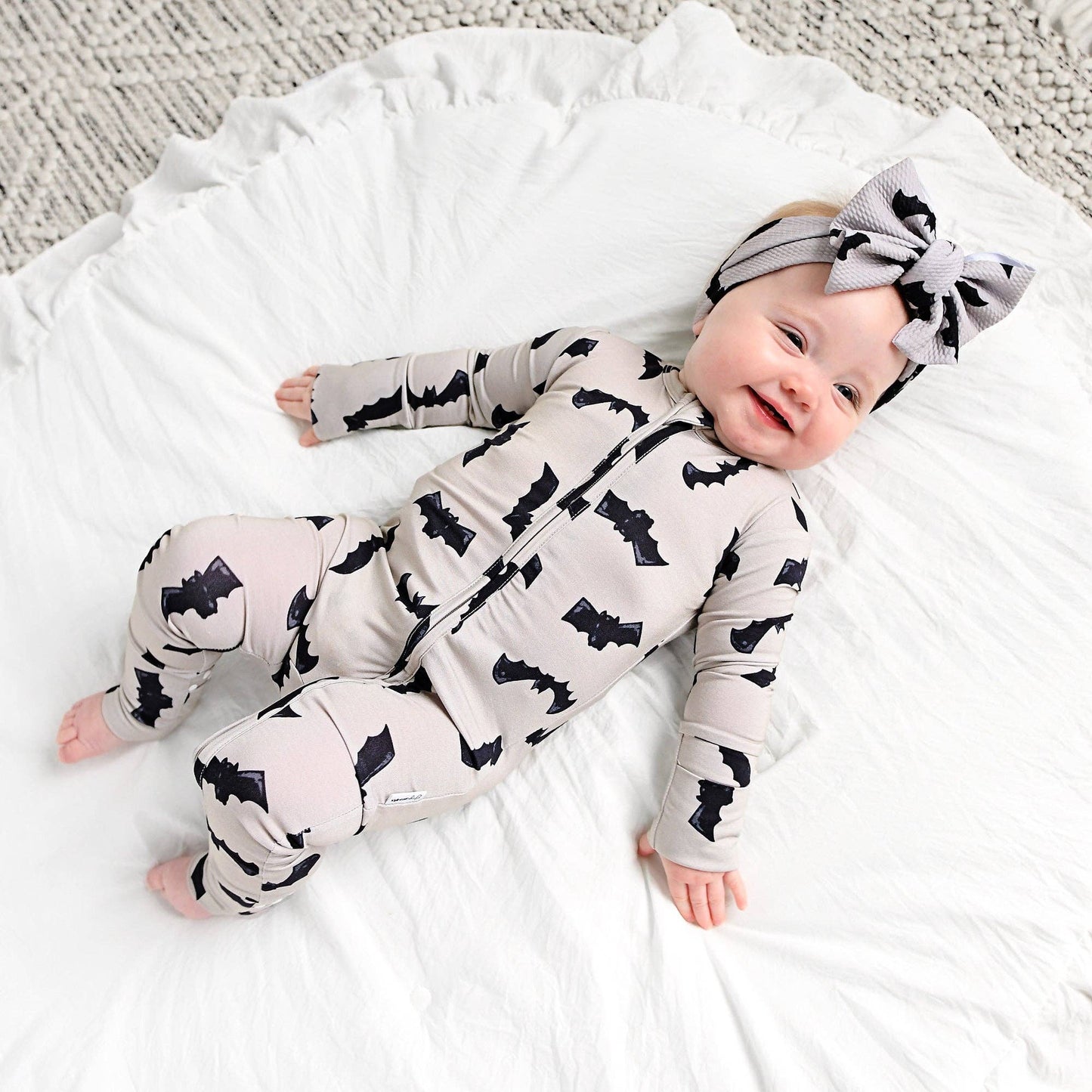 Gray Bats Zip Bamboo Halloween Sleepies