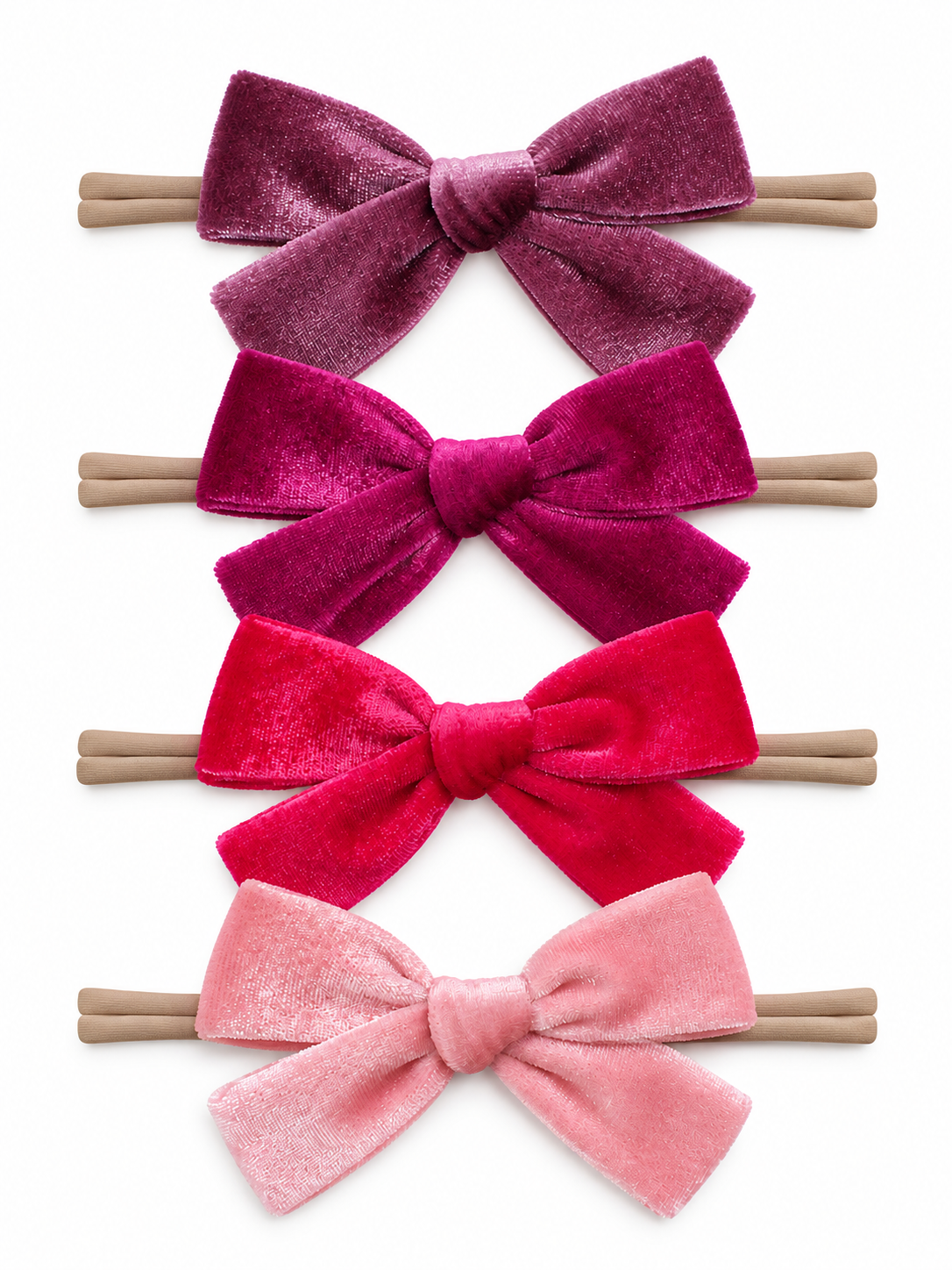 4-Pack Velvet Nylon Bows,Berry Crush