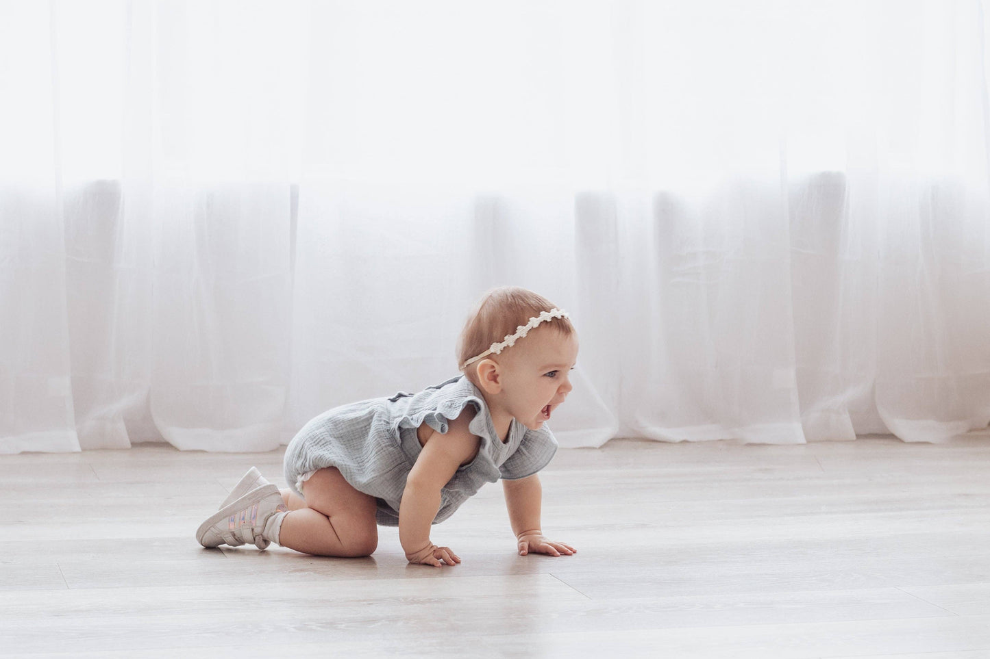 Bubble Romper & Bow: Blue