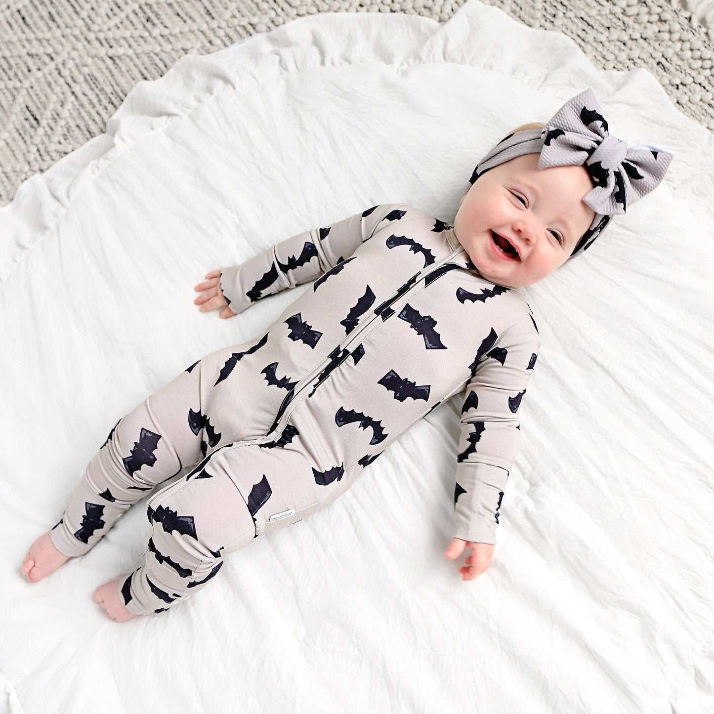 Gray Bats Zip Bamboo Halloween Sleepies