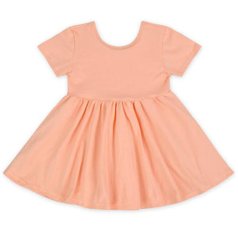 Short Sleeved Peach Twirl Dress