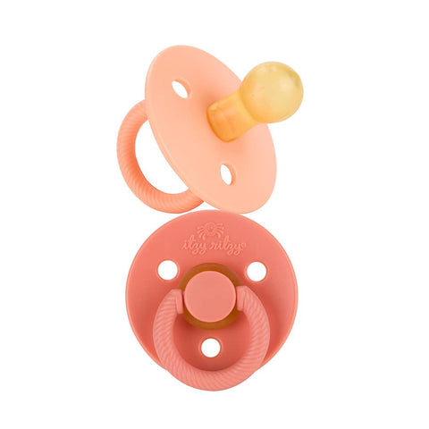 Itzy Soother Natural Rubber Paci Sets- Apricot + Terracotta