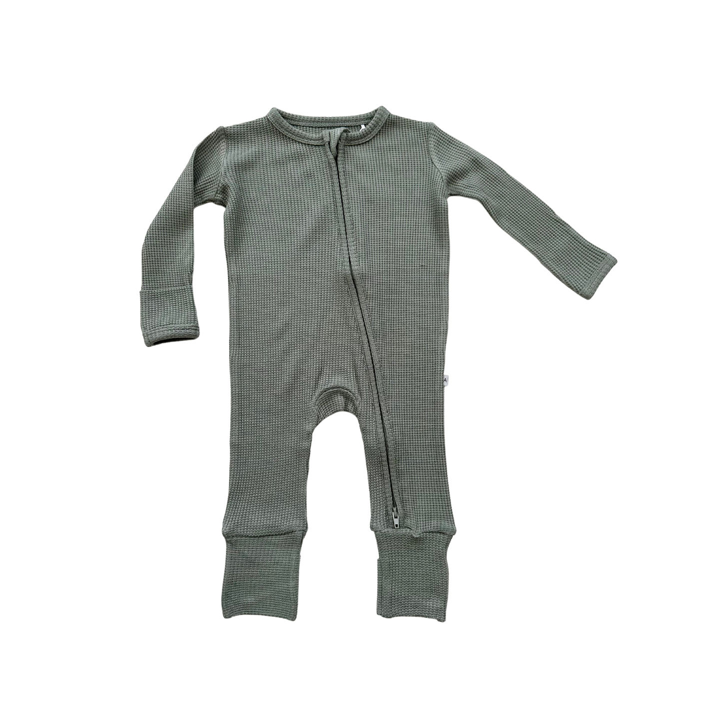 Jade Waffle Zipper Romper