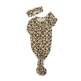 Gia Leopard Knotted Gown and Headband Set