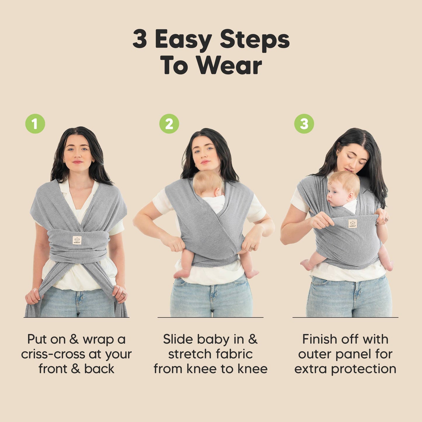 KeaBabies Original Baby Wrap Carrier: Classic Gray