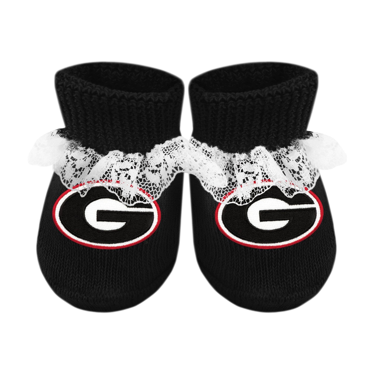 Georgia Bulldogs Newborn Lace Booties