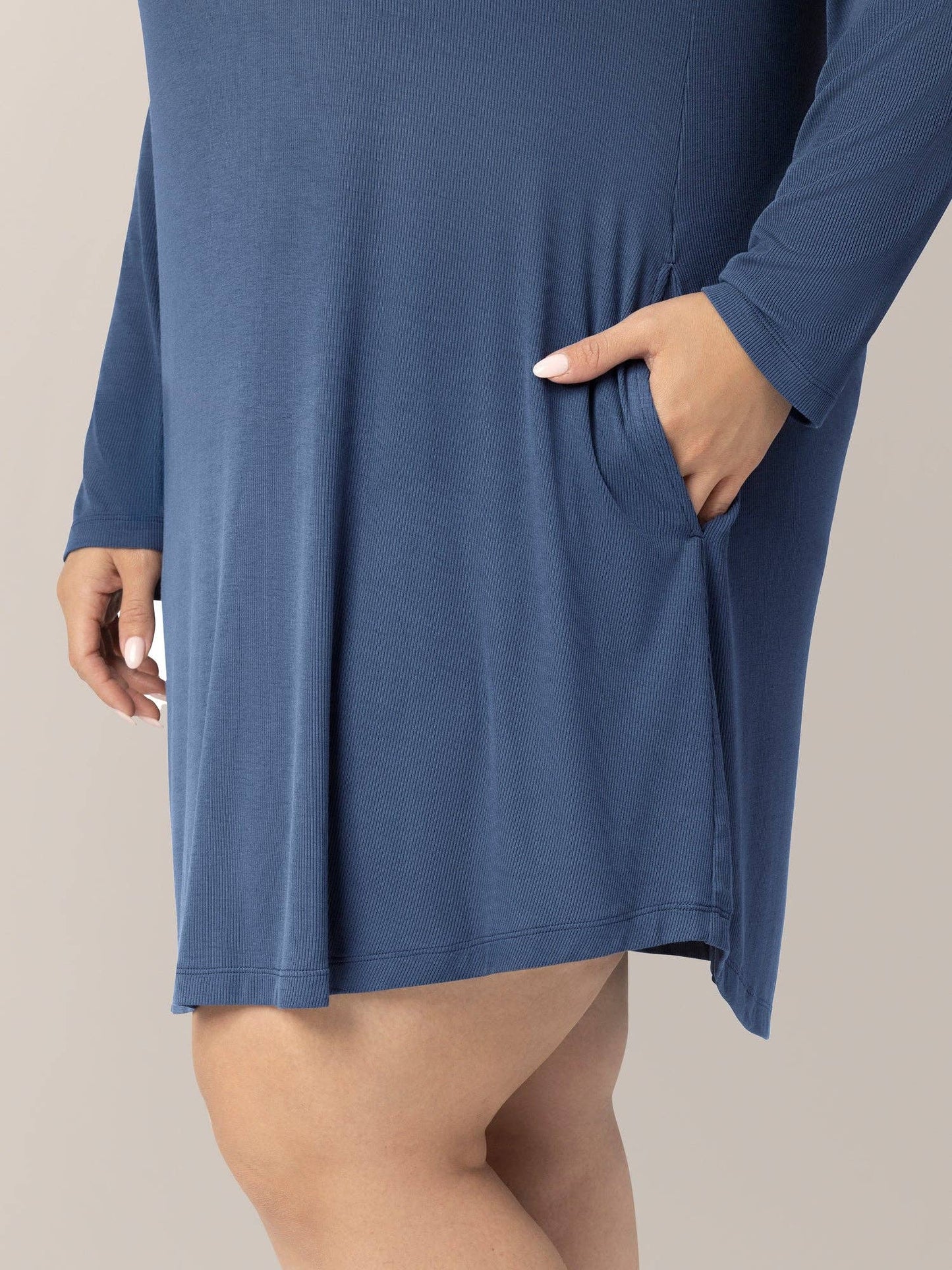 Ribbed Bamboo Maternity/Nursing Nightgown: Burgundy Plum