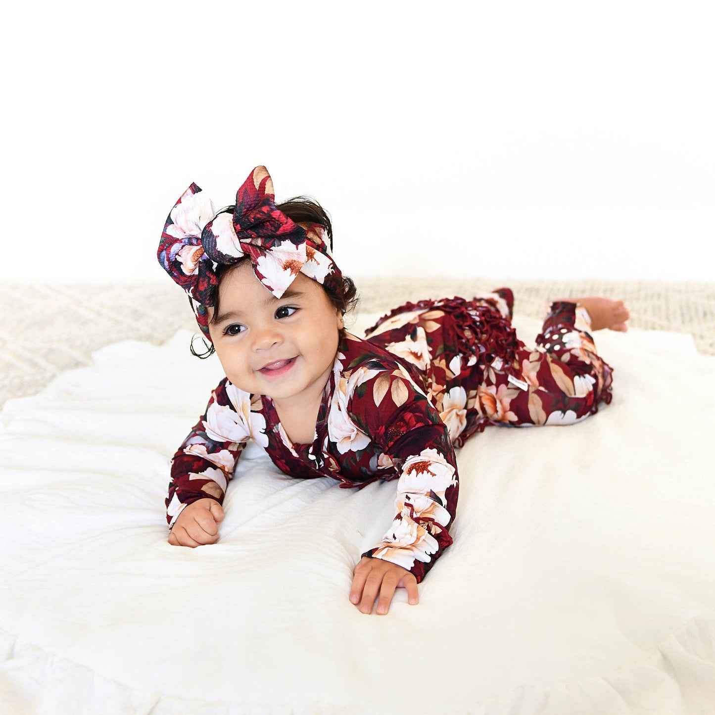 Maya RUFFLE ZIP Bamboo Onesie Floral