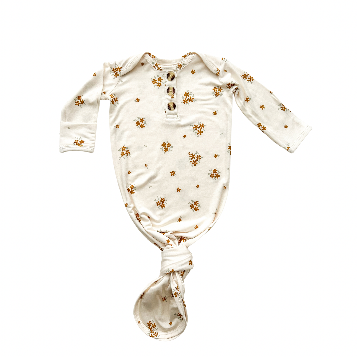 Knotted Baby Gown - Caramel Bloom