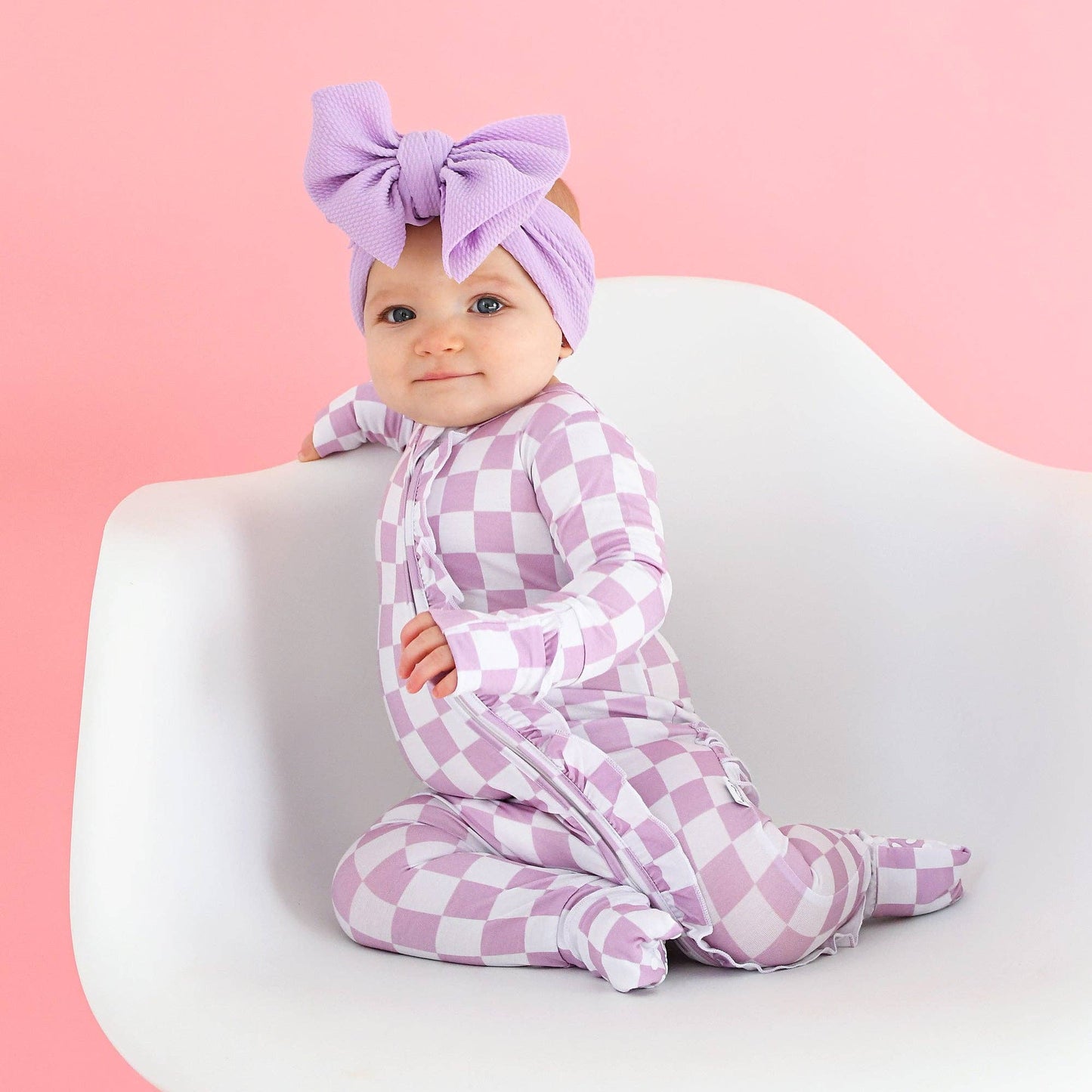 Myla Purple Checks Ruffle Zip