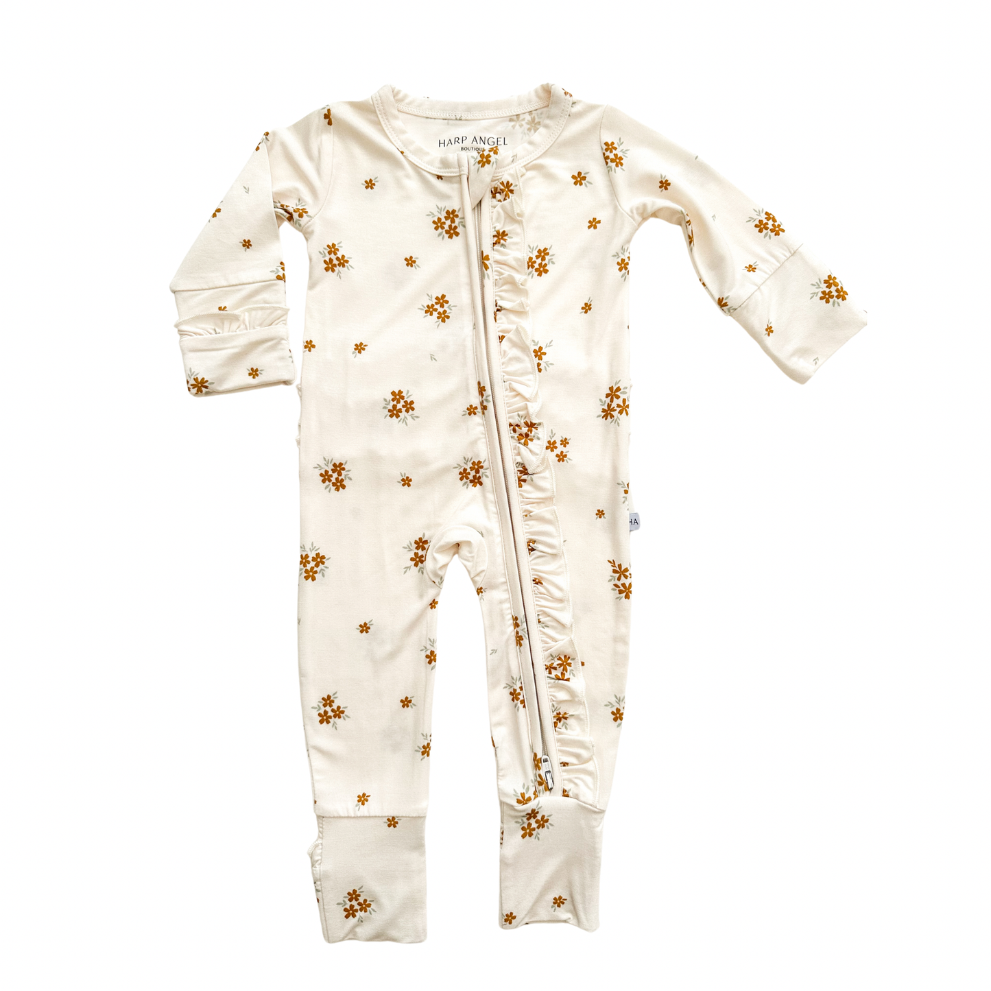 Ruffle Zipper One Piece - Caramel Bloom