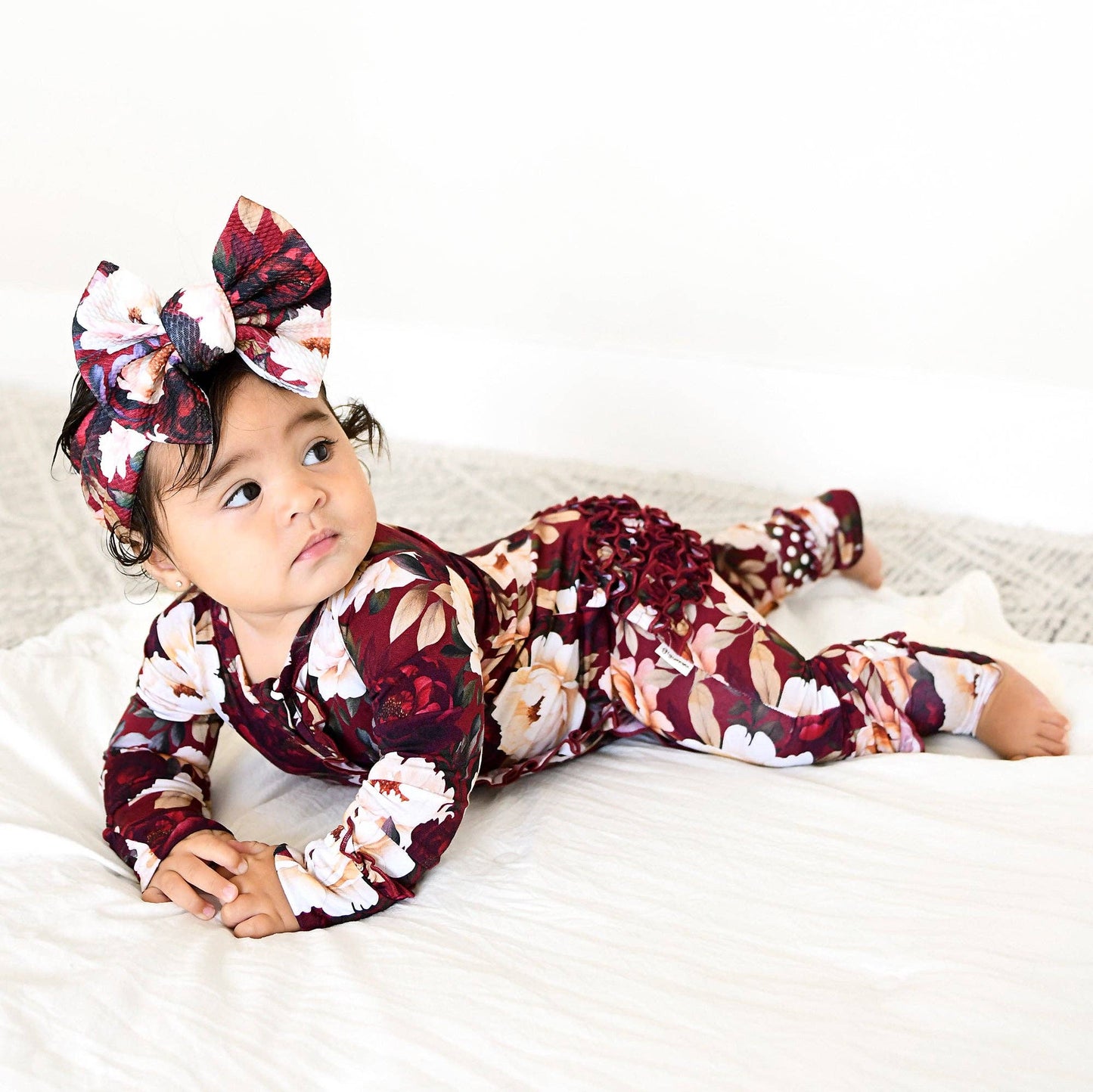 Maya RUFFLE ZIP Bamboo Onesie Floral