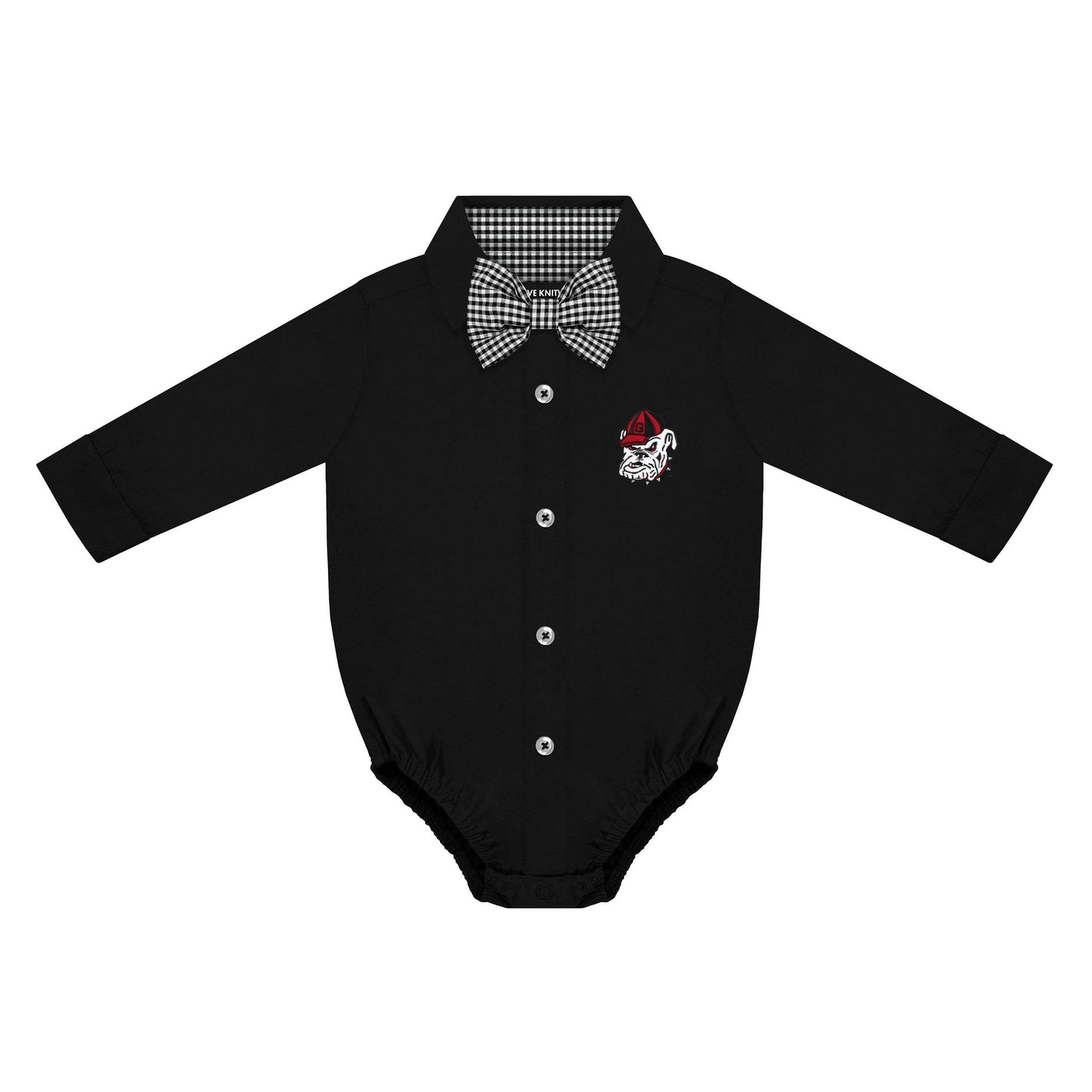 Georgia Bulldogs Infant Button-Up Bodysuit with Bowtie