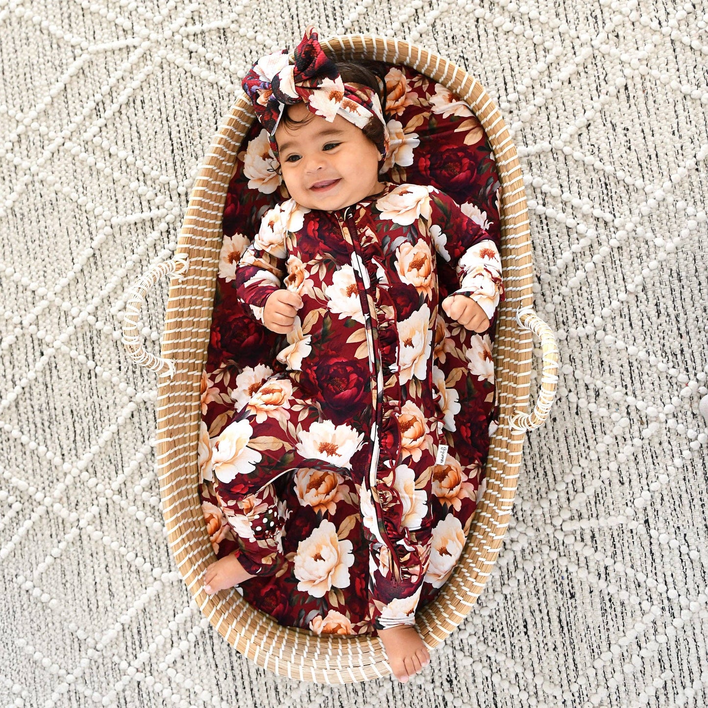 Maya RUFFLE ZIP Bamboo Onesie Floral