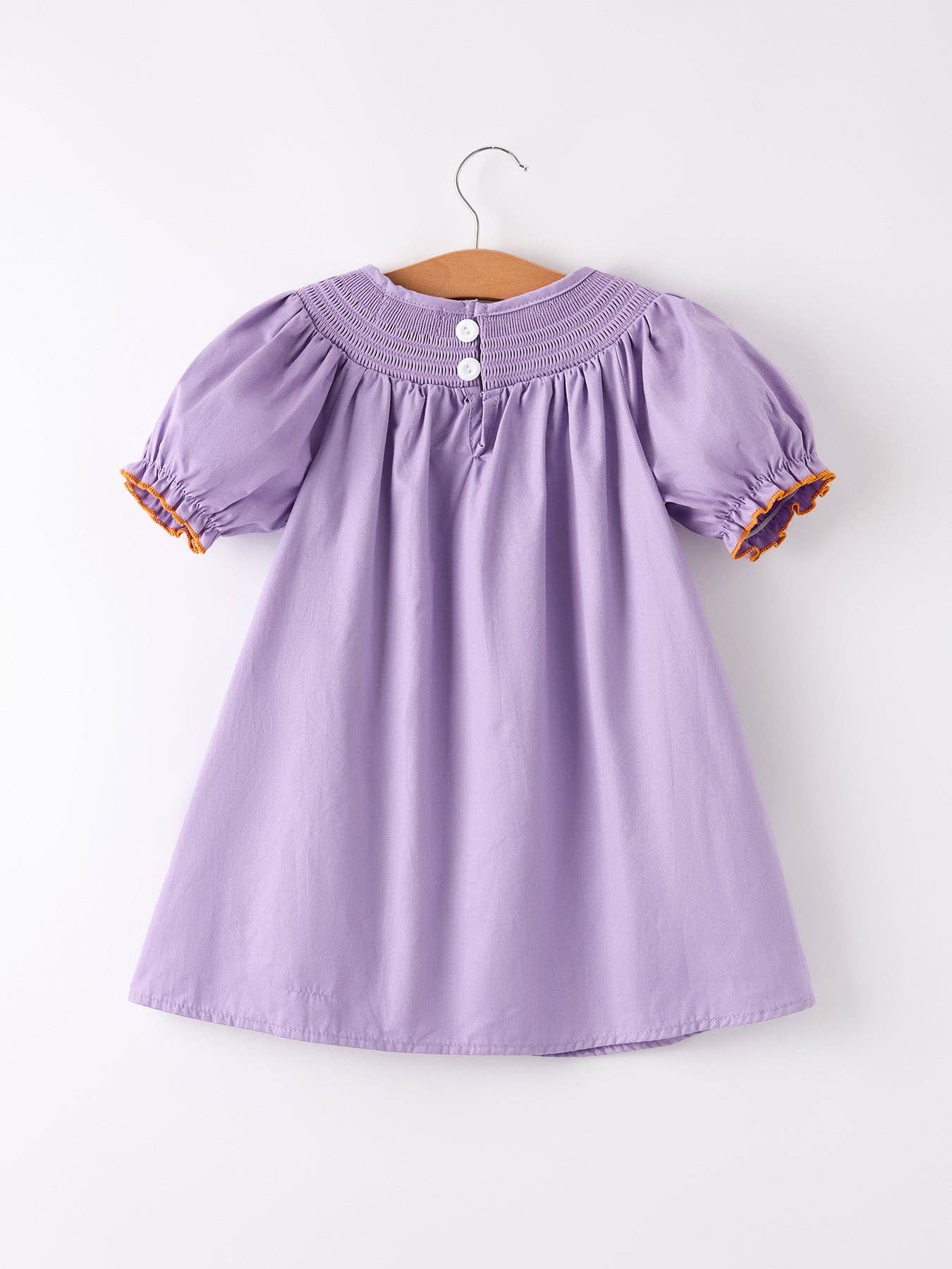 Purple Halloween Smock Embroidery Baby Girl Dress