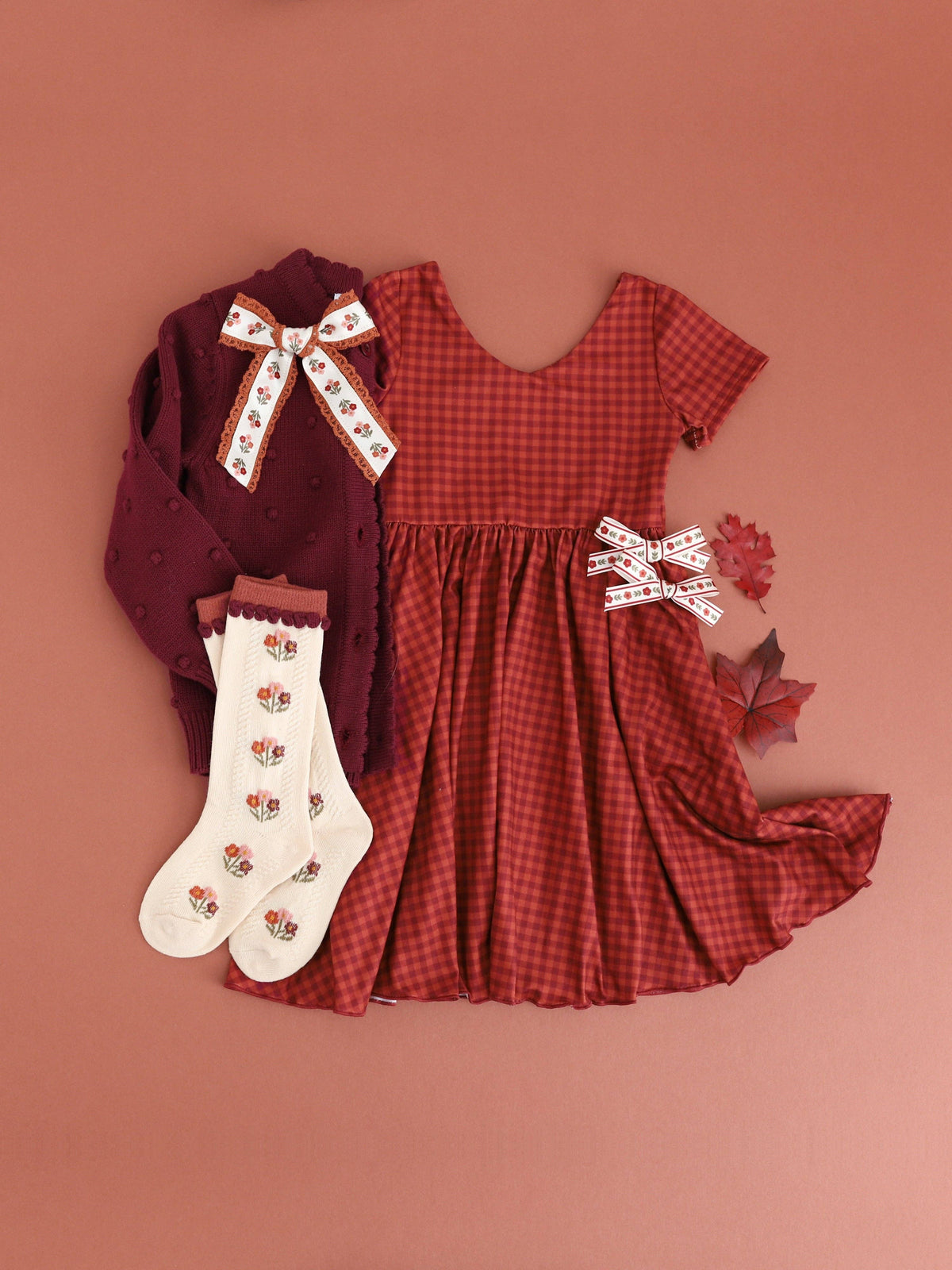 Posie Knee Socks - Rust: 1.5-3 YEARS