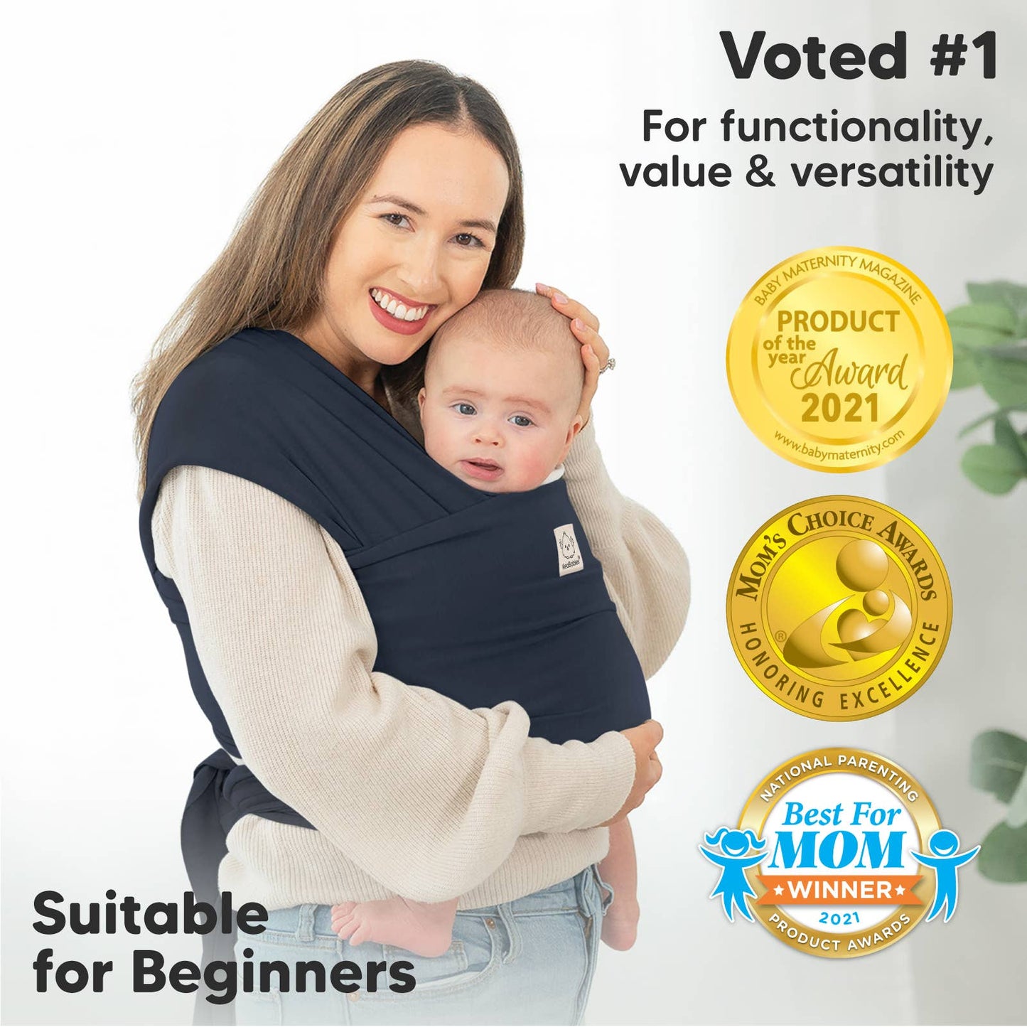 KeaBabies Original Baby Wrap Carrier: Midnight
