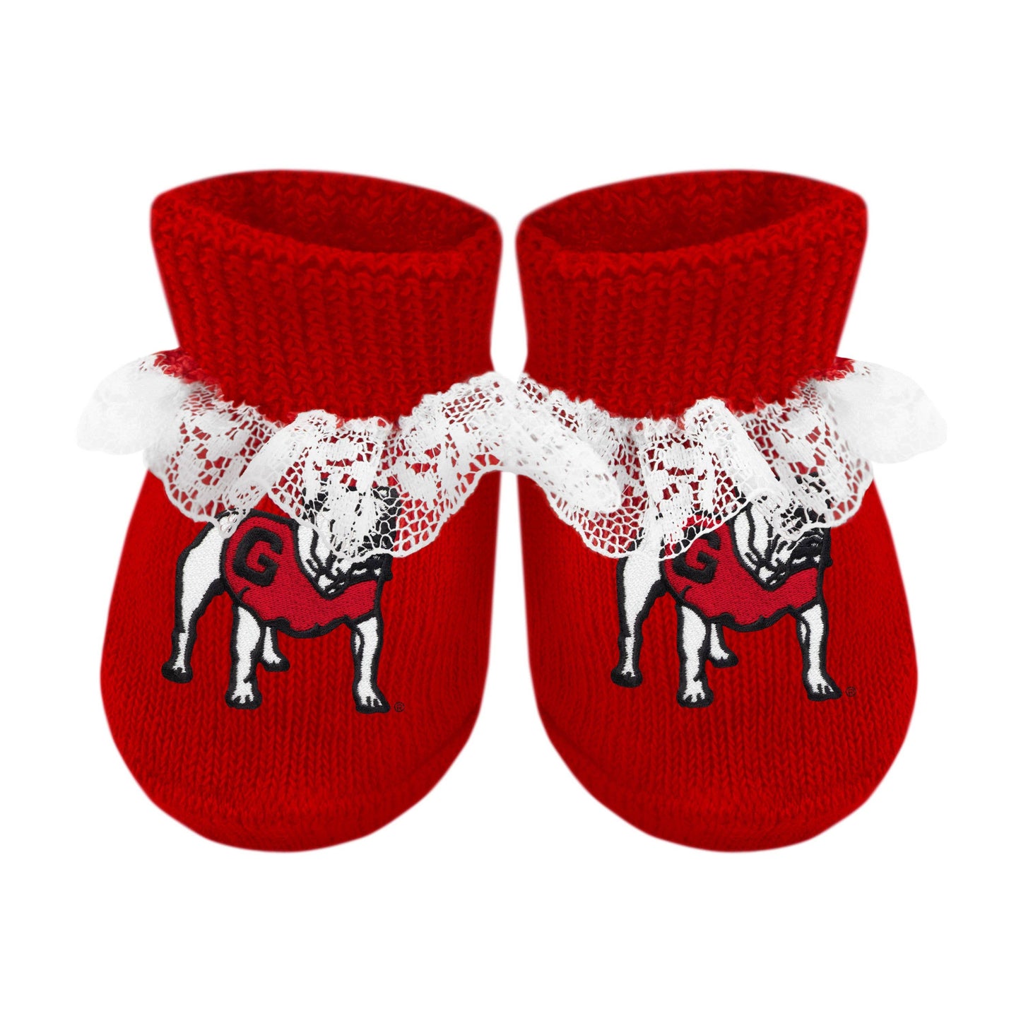 Georgia Bulldogs Newborn Lace Booties
