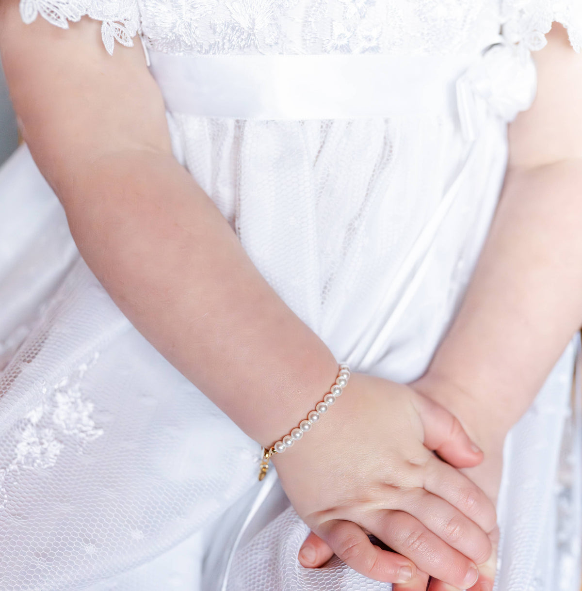 Cherished Moments - Kids 14K Gold-Plated Pearl Baby Bracelet Children's Jewelry: Small 0-12m