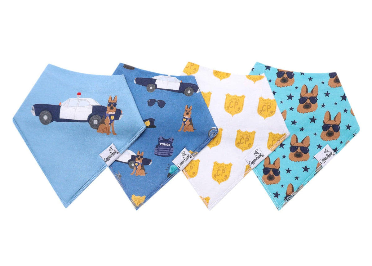 Copper Pearl - 4 Pack Baby Bandana Bibs - Police Officer