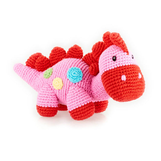 Handmade Pink Stegosaurus Baby Rattle