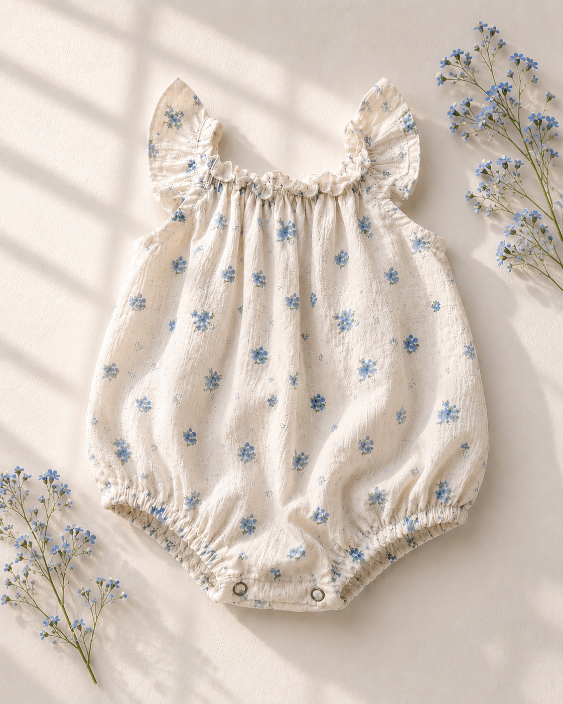 Ivy Flutter Sleeve Bubble Romper - Blue Patina