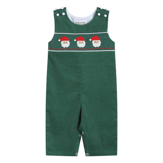 Green Corduroy Santa Smocked Overalls