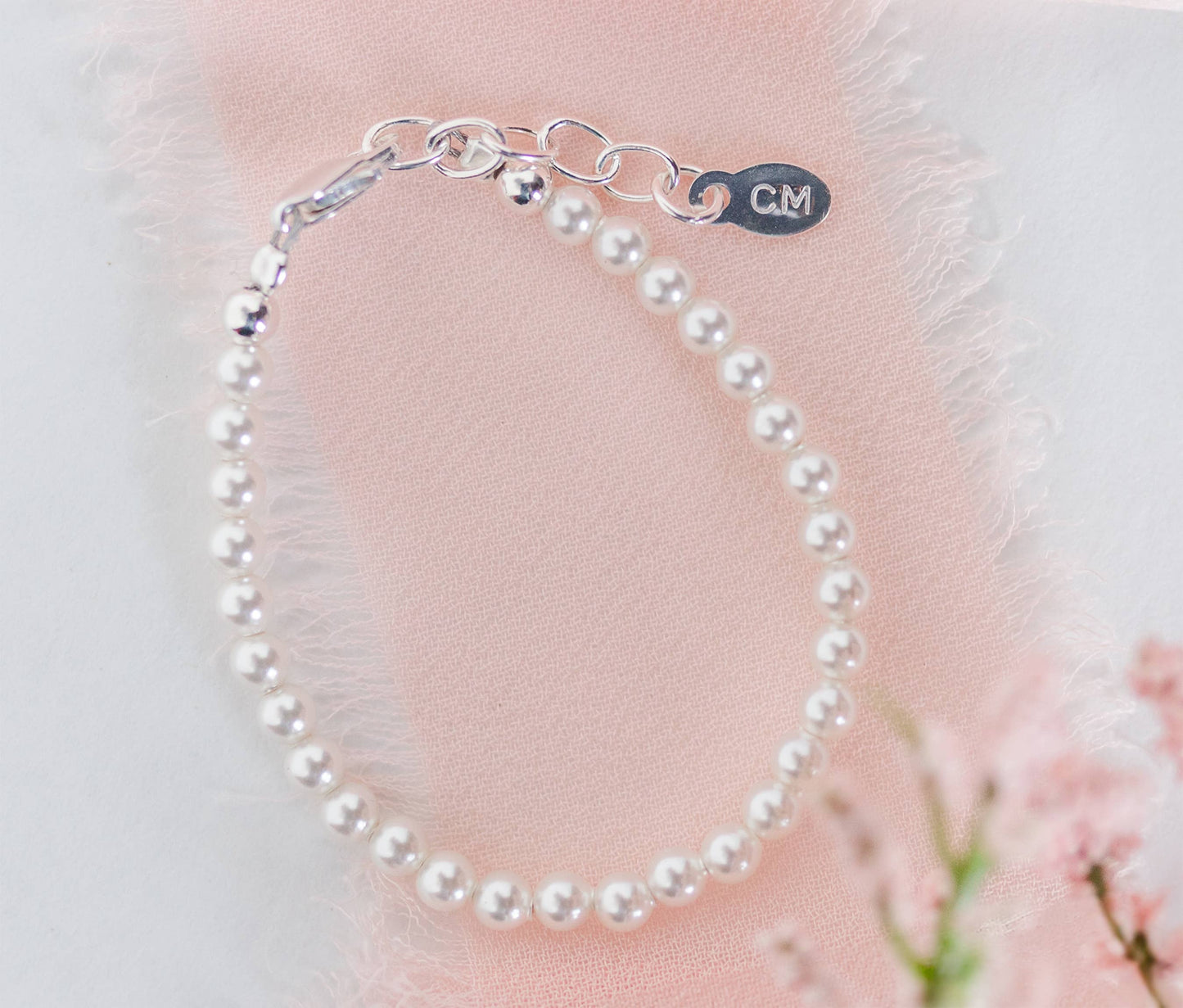 Sterling Silver Dainty Pearl Baby & Child's Bracelet