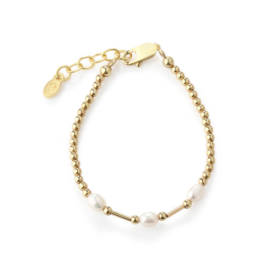 14K Gold-Plated Pearl Baby Bracelet for Kids: Small 0-12m
