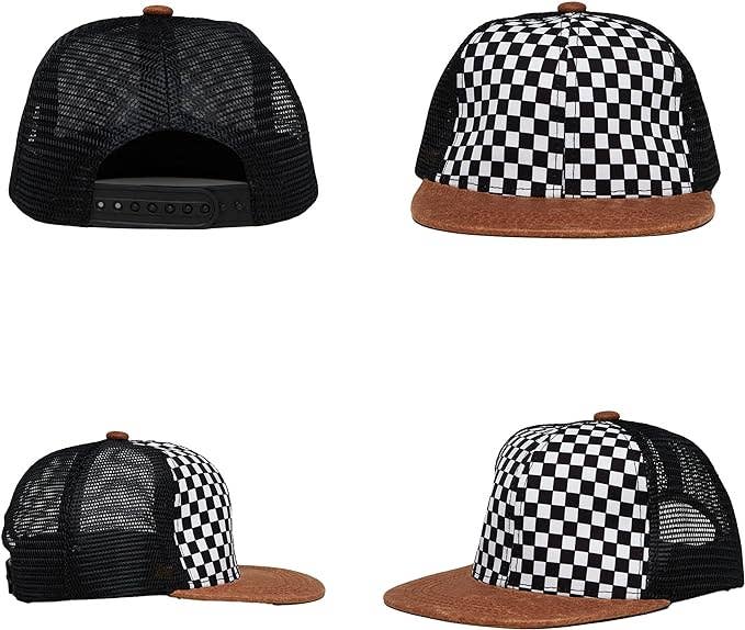 Checker & Leather Trucker Hat