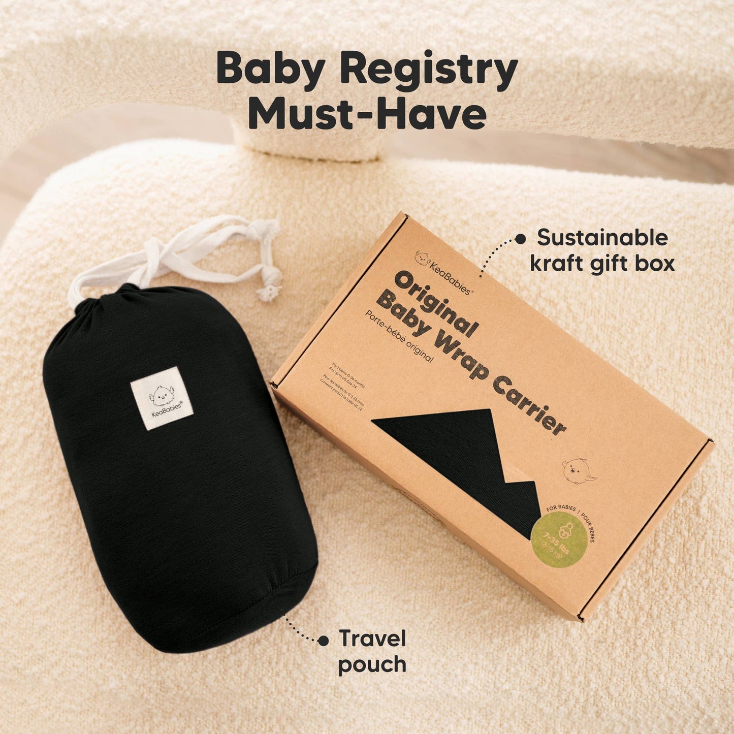 KeaBabies Original Baby Wrap Carrier: Black