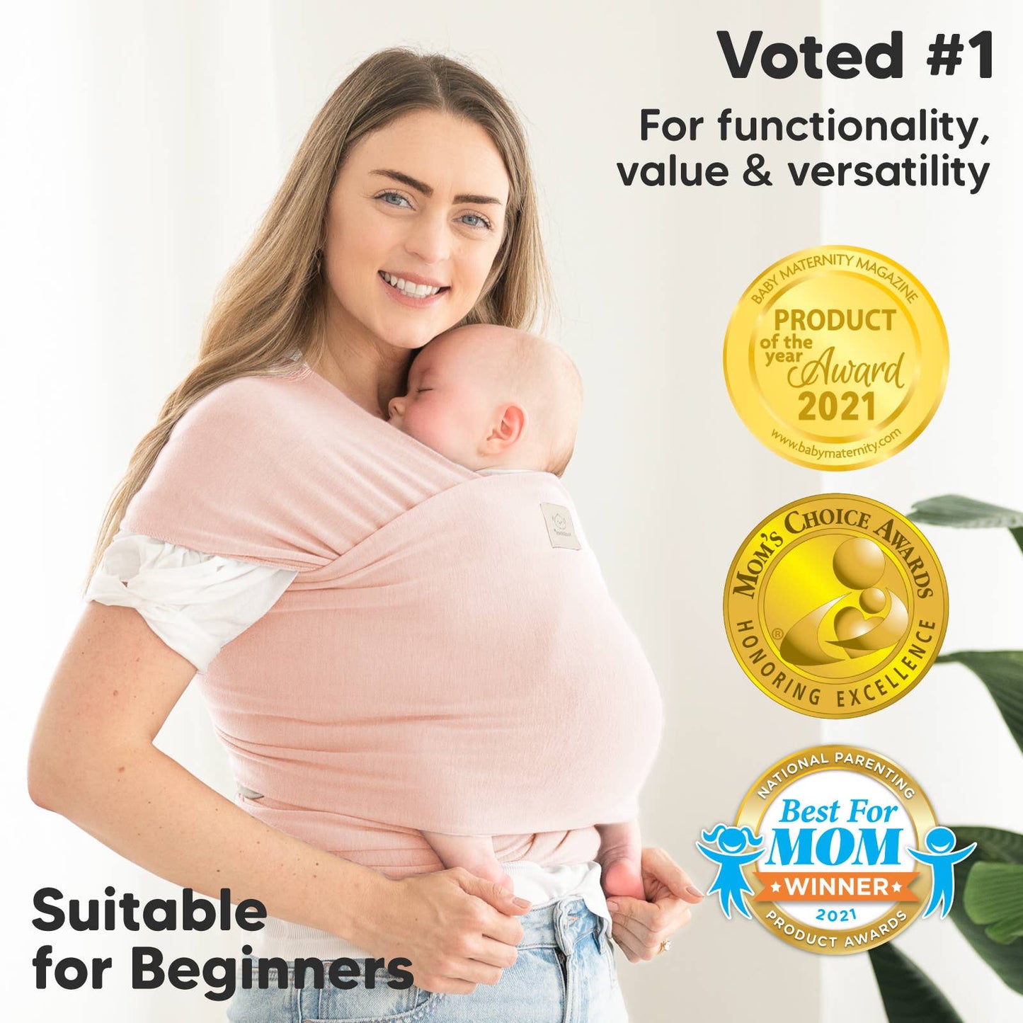 KeaBabies Original Baby Wrap Carrier: Dusty Pink