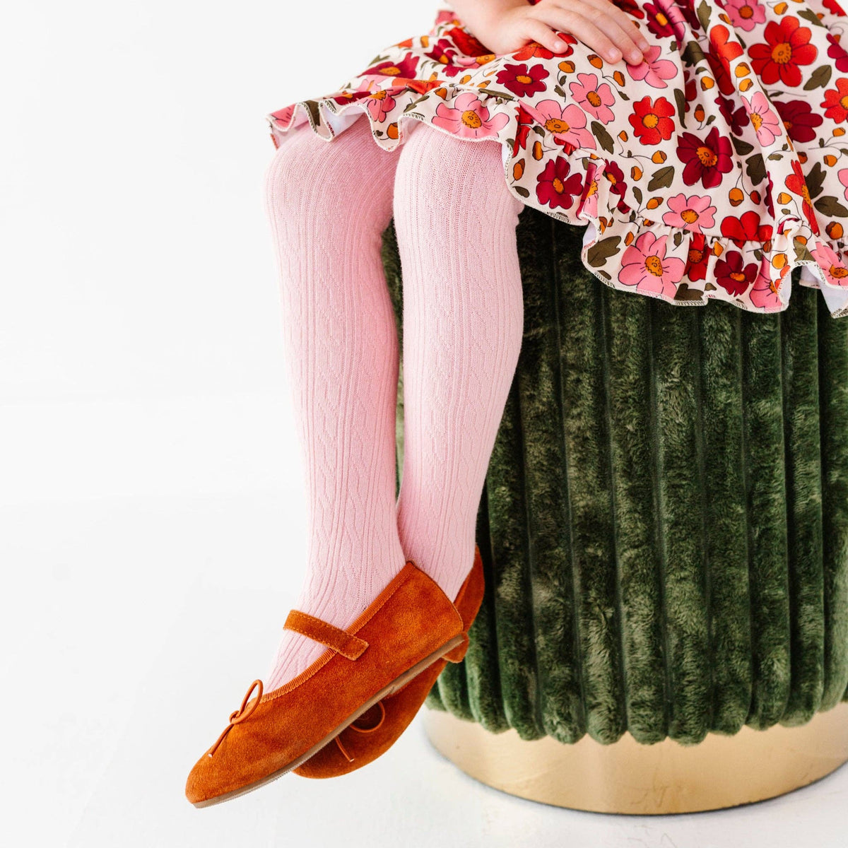 Quartz Pink Cable Knit Tights: 1-2 YEARS