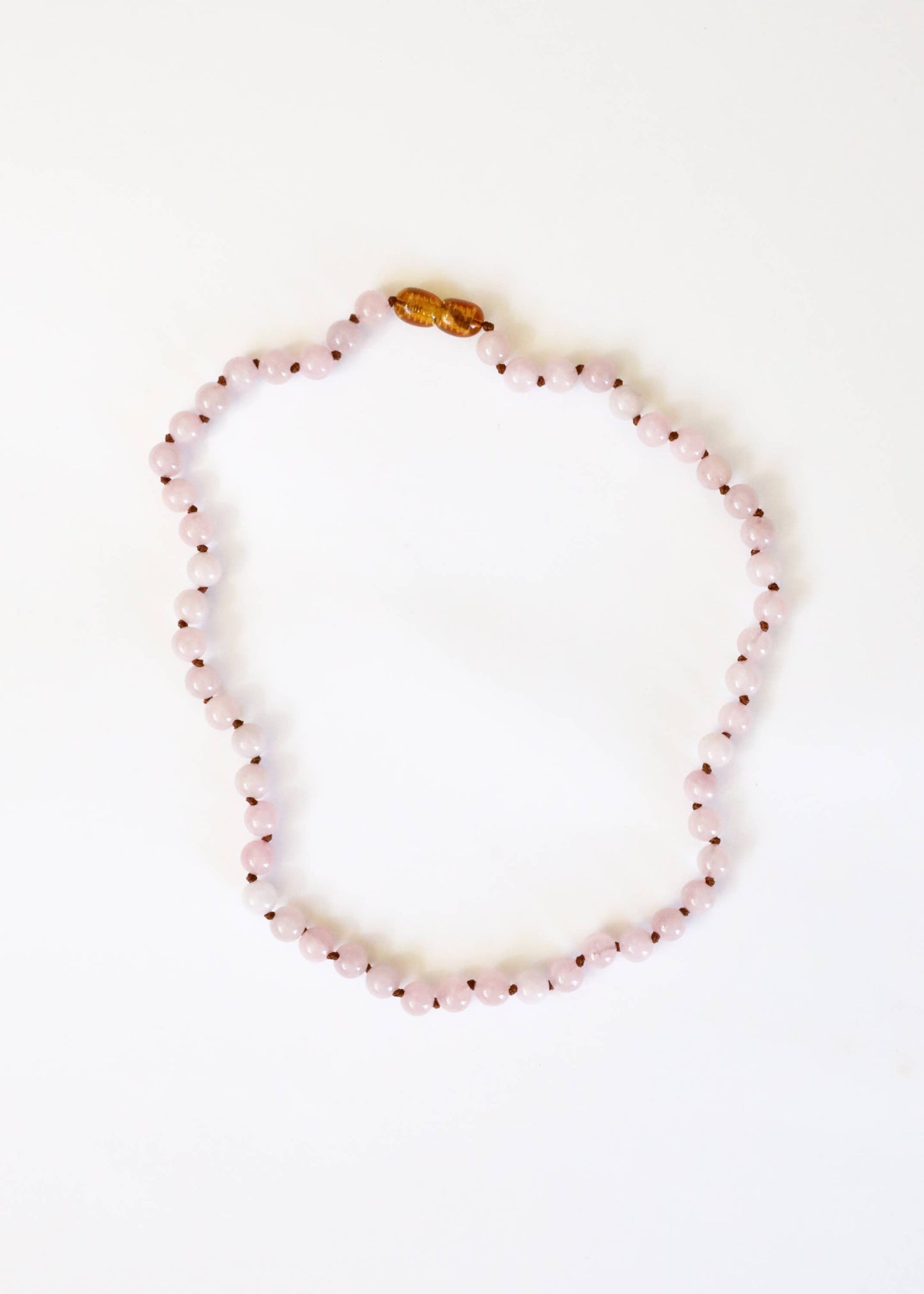 Pure Gemstone + Pink Rose Quartz Beaded Necklace :13"