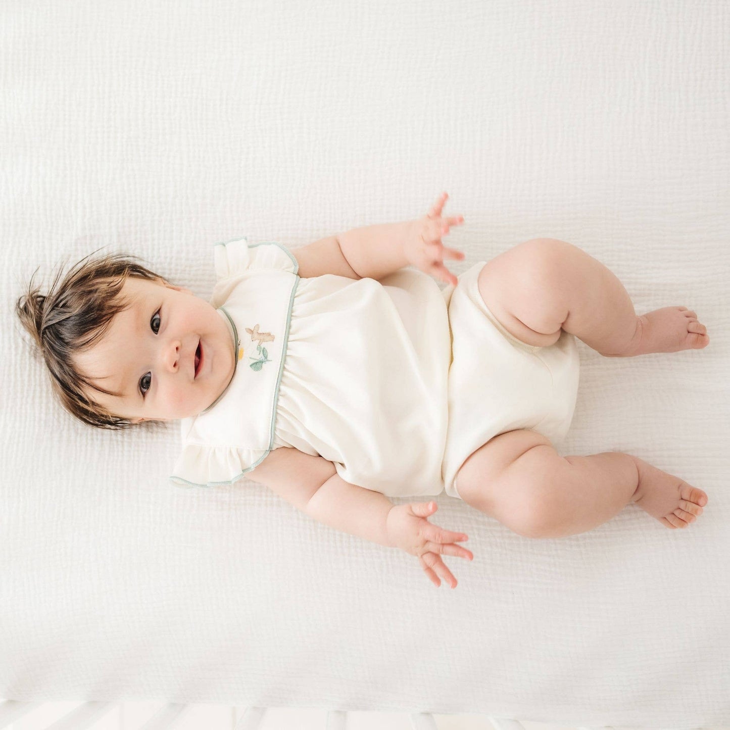 BunnyEmbroidered Ruffle Diaper Cover Set