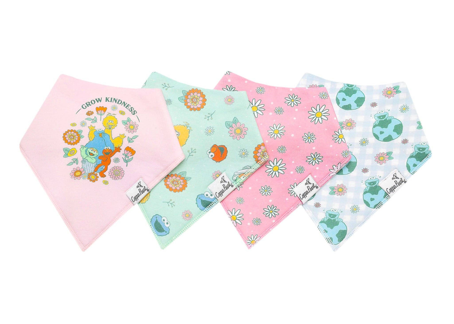 Baby Bandana Bibs - Sesame Street Retro Floral (4-pack)
