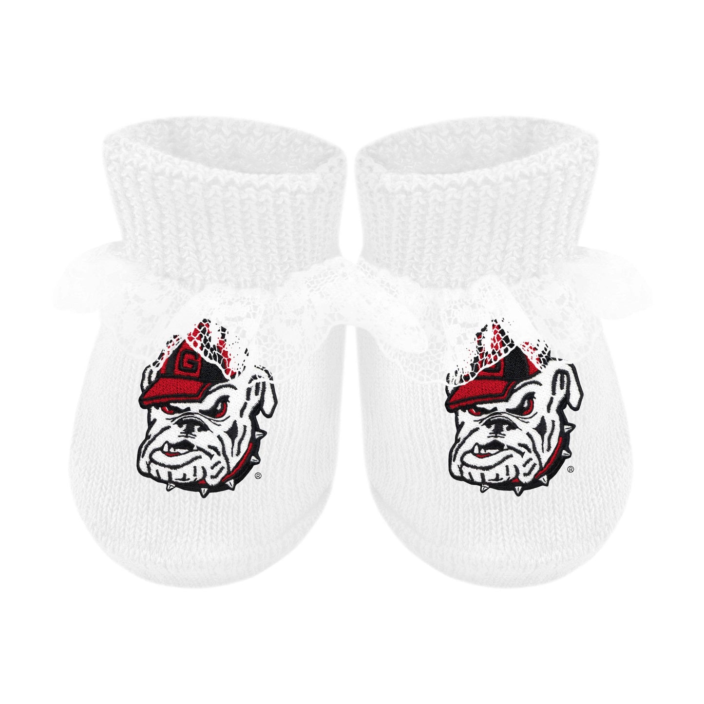 Georgia Bulldogs Newborn Lace Booties