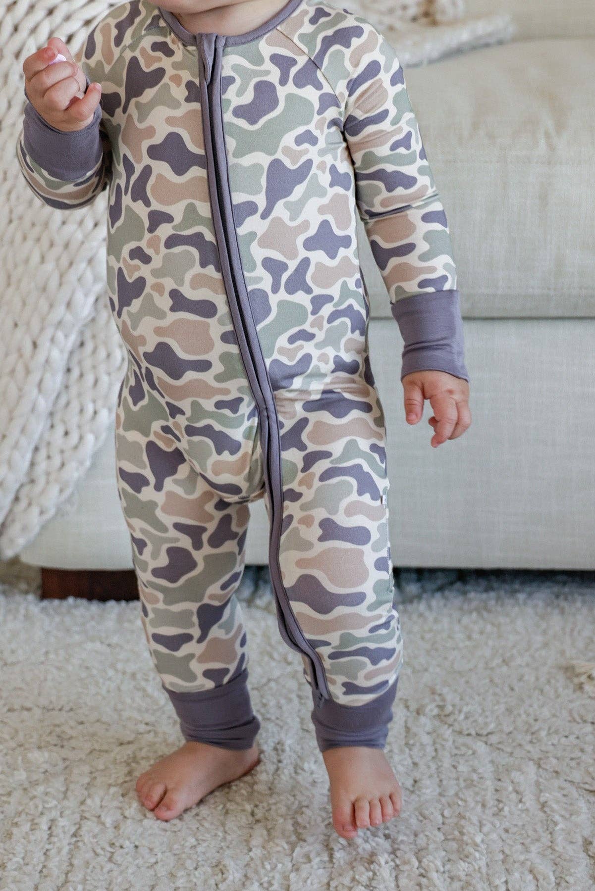 Convertible Bamboo Zip Romper | Camo Cutie
