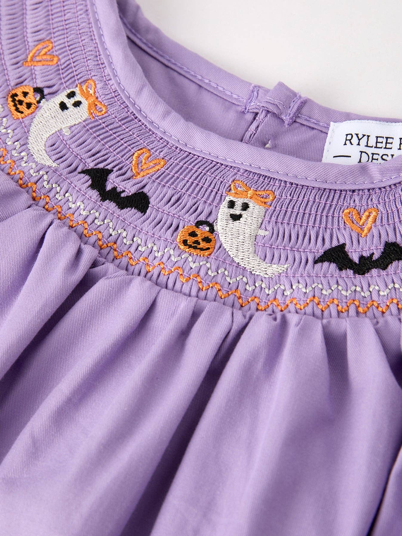 Purple Halloween Smock Embroidery Baby Girl Dress