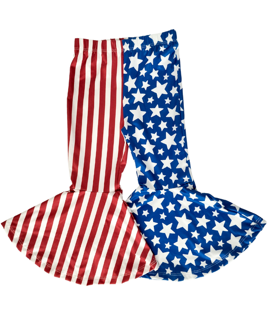 Keely Exaggerated Bell Bottoms - Patriotic Stars & Stripes