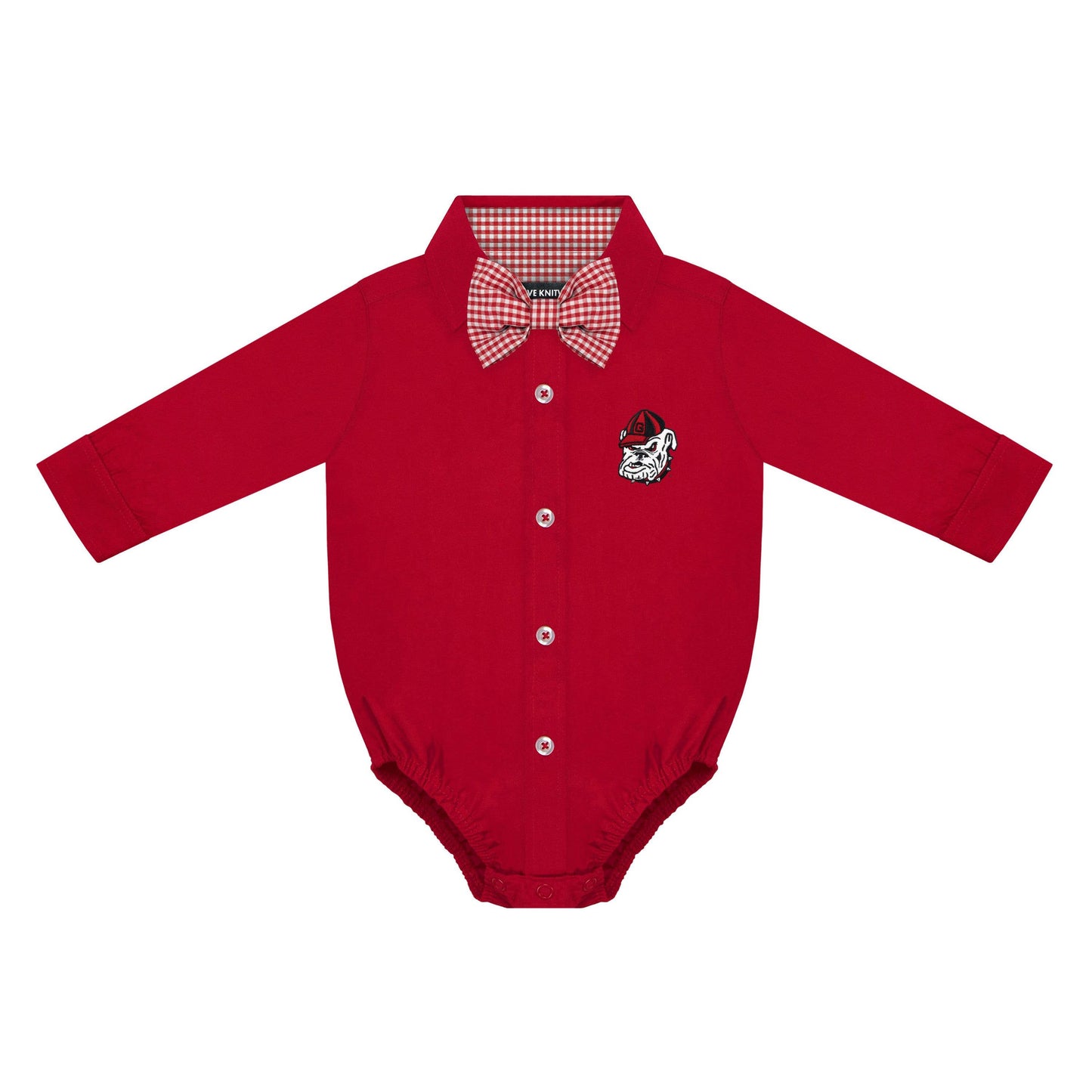 Georgia Bulldogs Infant Button-Up Bodysuit with Bowtie