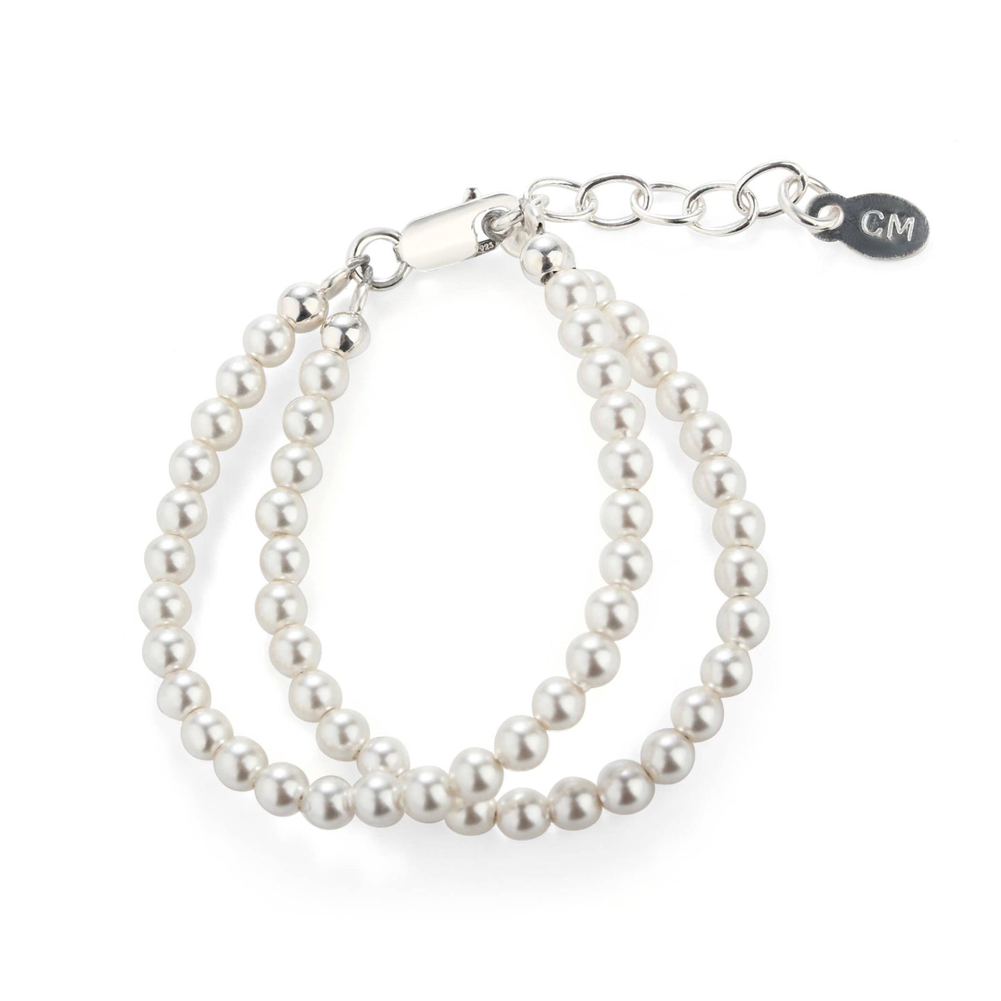 Sterling Silver Double-Strand Kids Pearl Bracelet