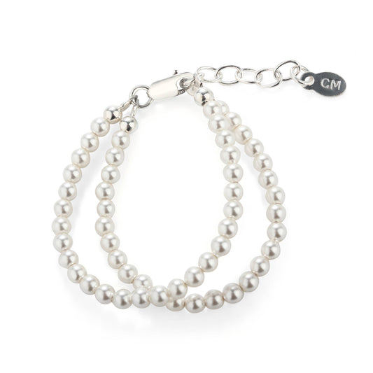 Sterling Silver Double-Strand Kids Pearl Bracelet