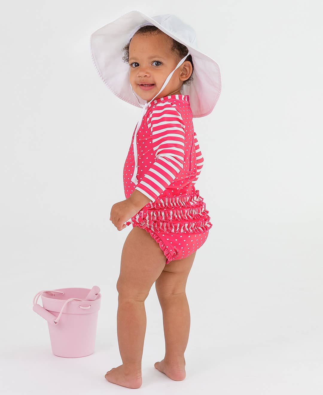 Hot Pink Heart Polka Dot Swimsuit