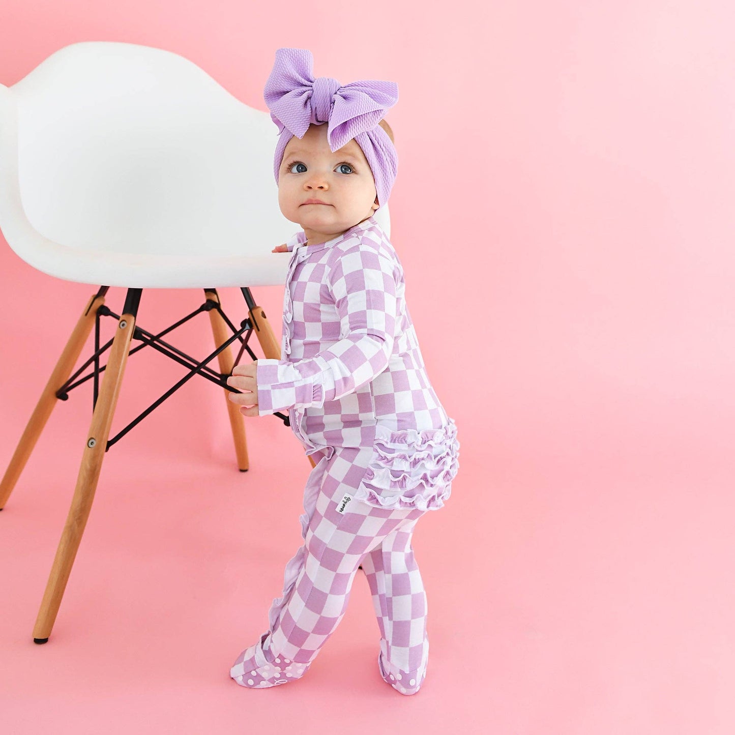 Myla Purple Checks Ruffle Zip