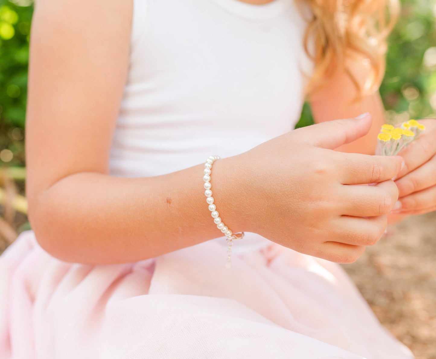 Sterling Silver Dainty Pearl Baby & Child's Bracelet