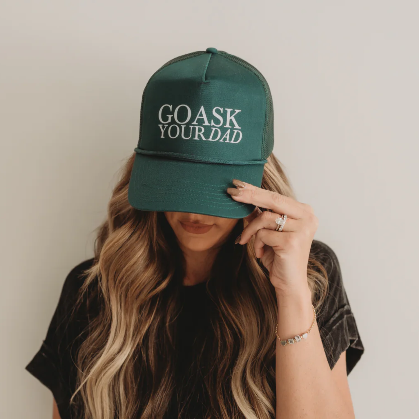 Go Ask Your Dad Trucker Hat: Green