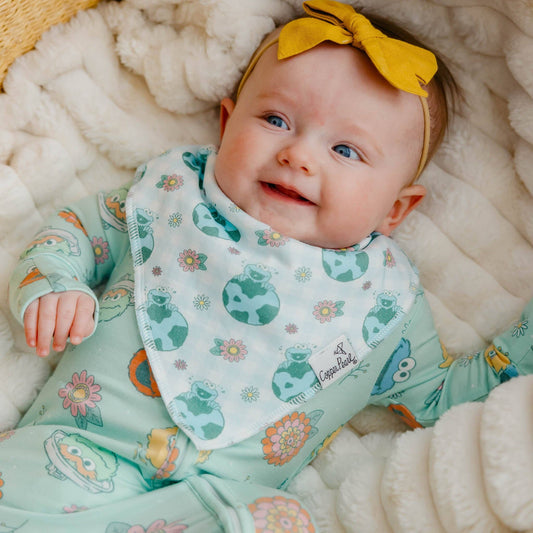 Baby Bandana Bibs - Sesame Street Retro Floral (4-pack)
