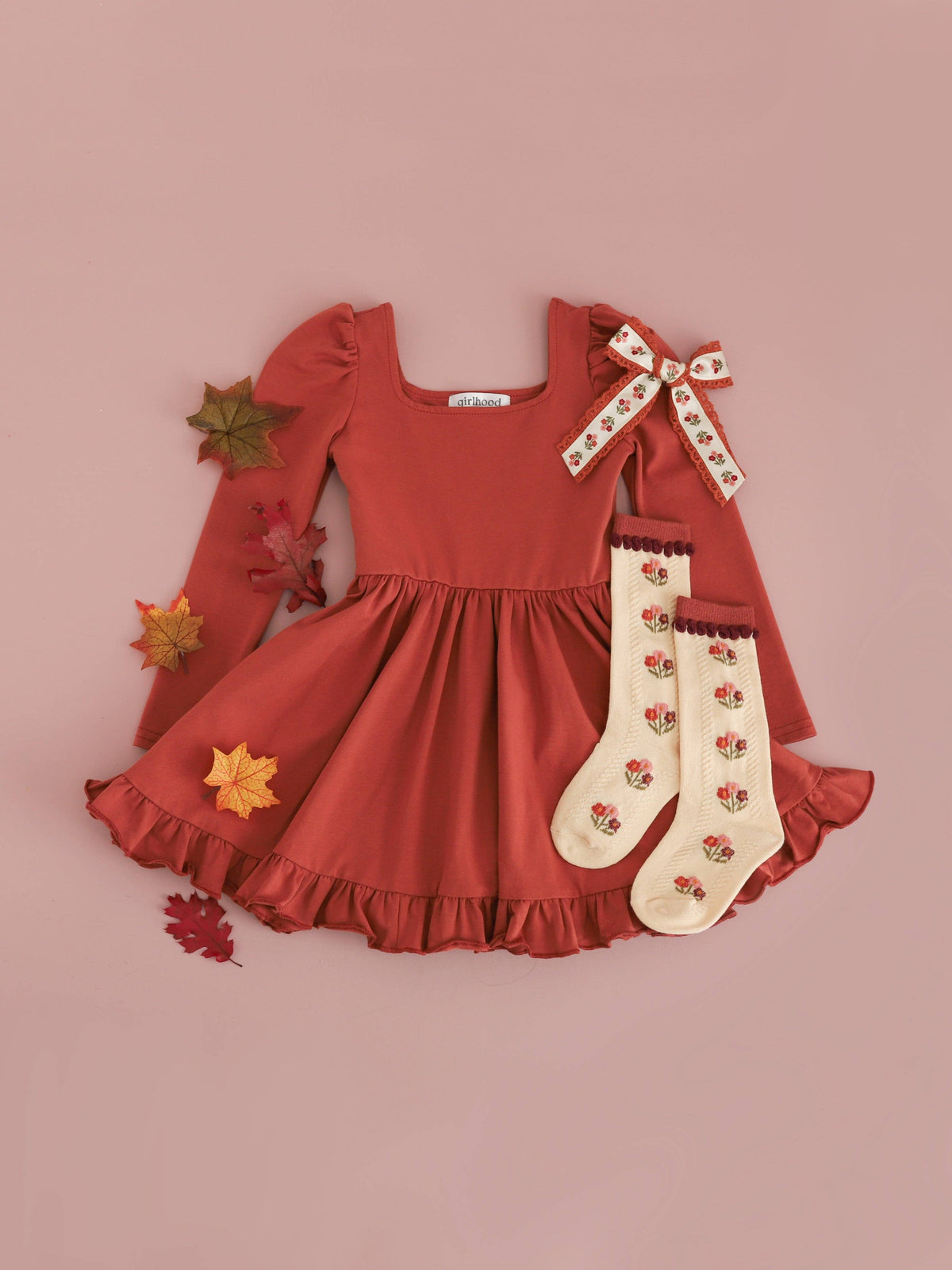 Posie Knee Socks - Rust: 1.5-3 YEARS