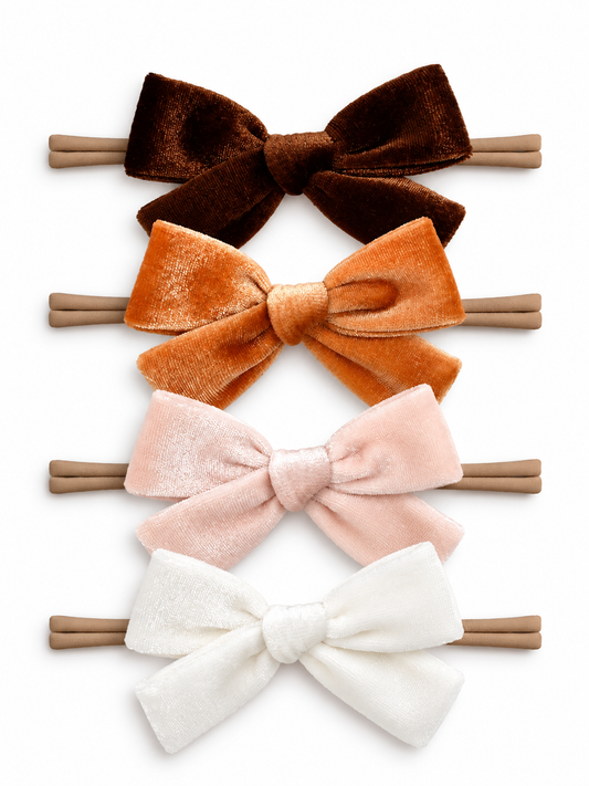 4-Pack Velvet Nylon Bows,Autumn Cream